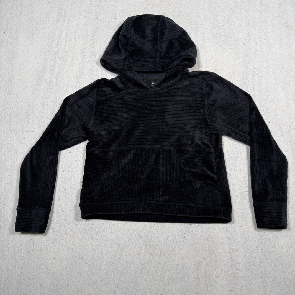 All in Motion Kids Black Corduroy Textured Hoodie Sweatshirt Size M 8